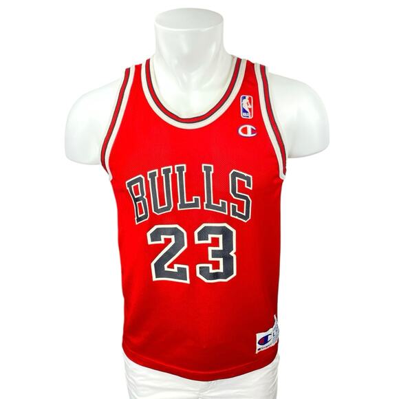 Champion Men's Red Michael Jordan Chicago Bulls #23 NBA Basketball Jersey Top S